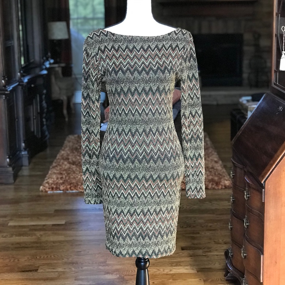 Tyche Metallic Low Back Mini Dress